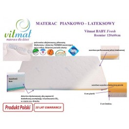 140x70x9 cm Materac lateksowo-piankowy Vitmat Baby Fresh 140x70x9 cm Materac lateksowo-piankowy Vitmat Baby Fresh
